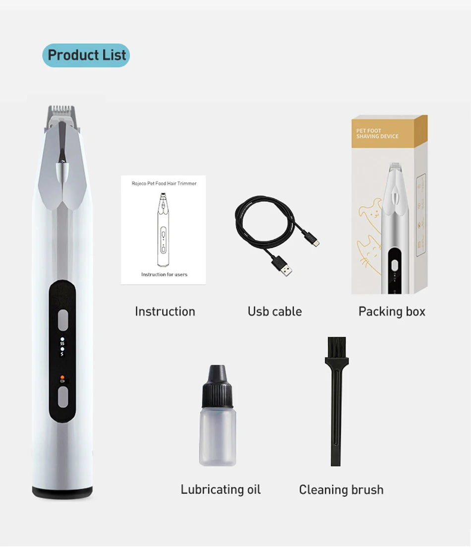 ROJECO 3-in-1 Pet Hair Trimmer LED