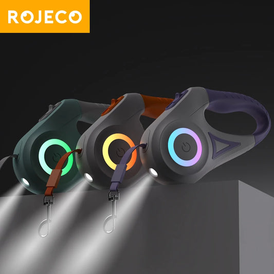 ROJECO Retractable LED Dog Leash 5M