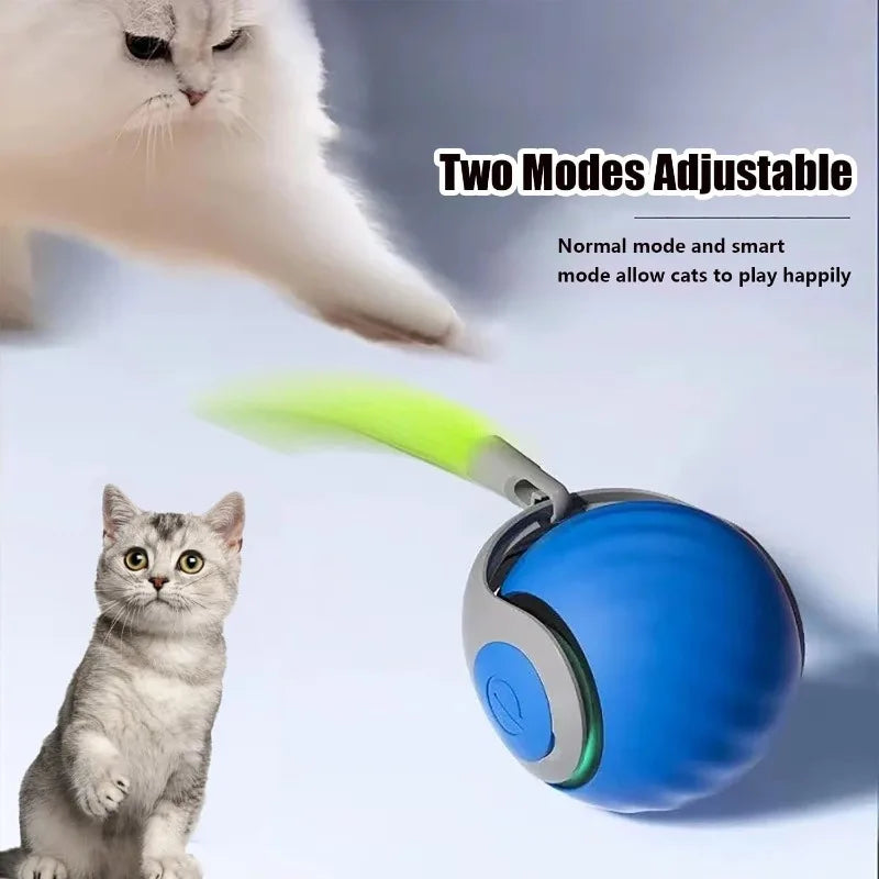 Electric Rolling Cat Ball Toy with Faux Tail