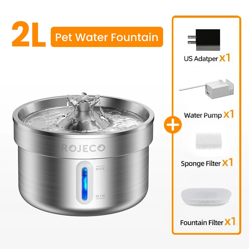 ROJECO Stainless Steel Pet Fountain