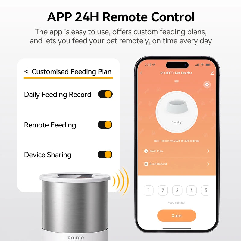 ROJECO 4.5L Smart Pet Feeder WiFi