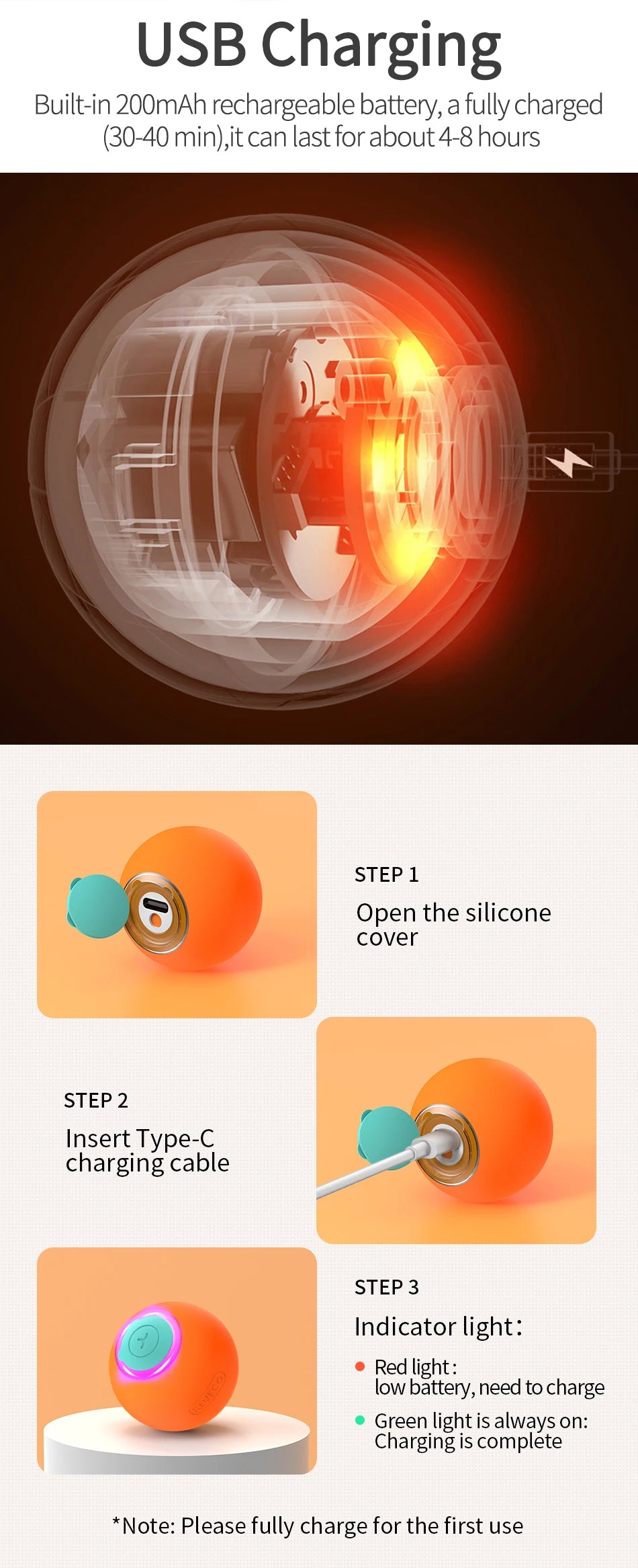 ROJECO Interactive Cat Bouncing Ball
