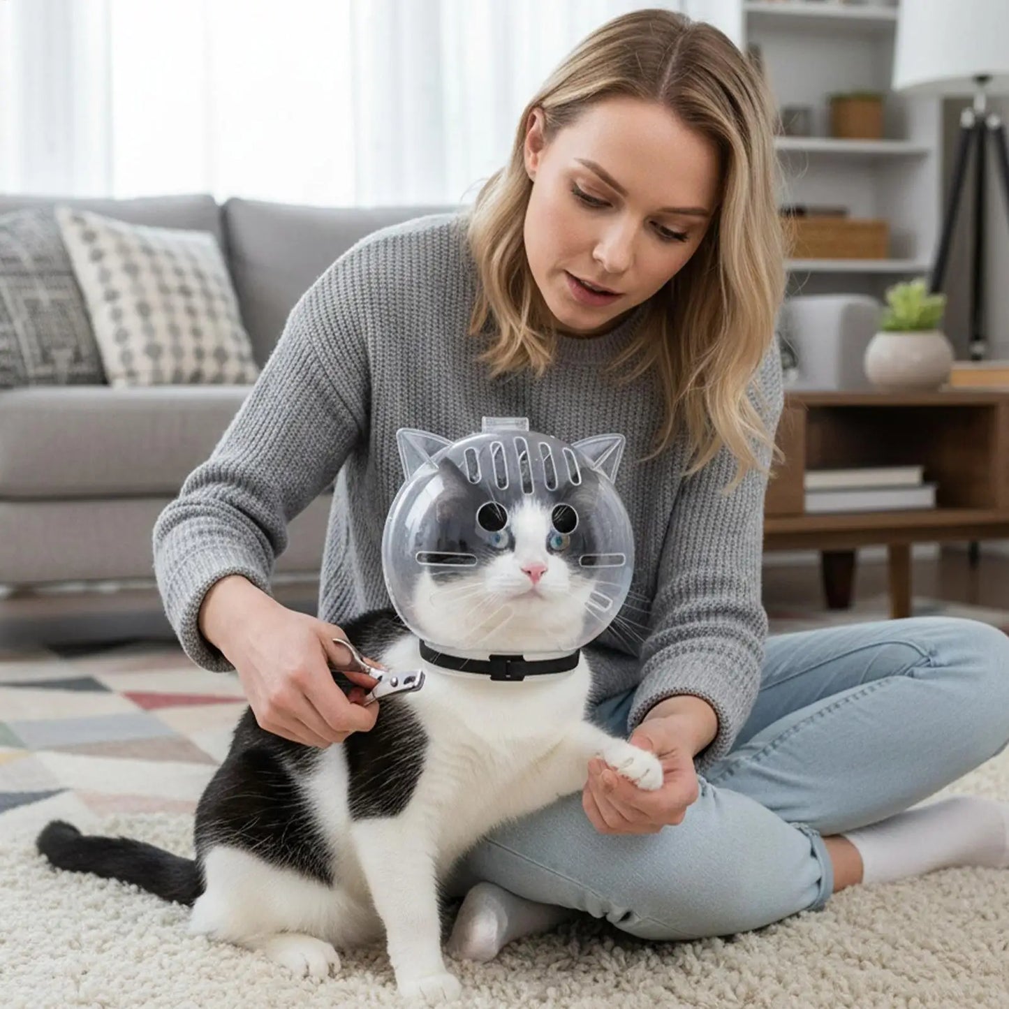 Breathable Cat Grooming Muzzle Hood