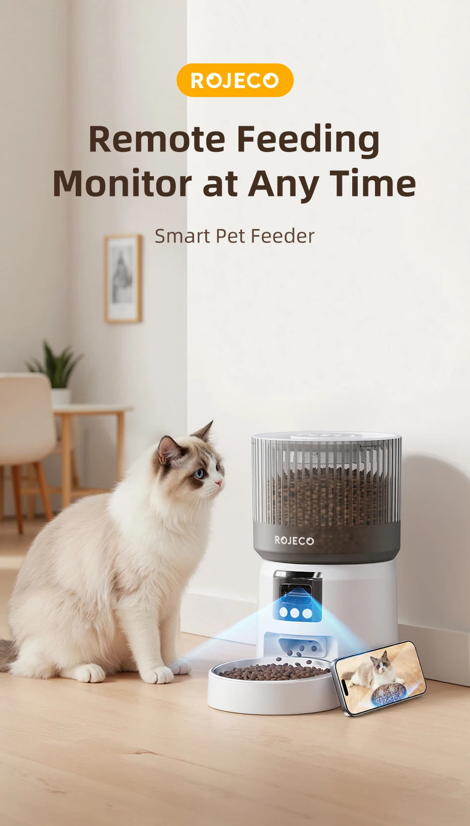 ROJECO Smart Pet Feeder with Camera