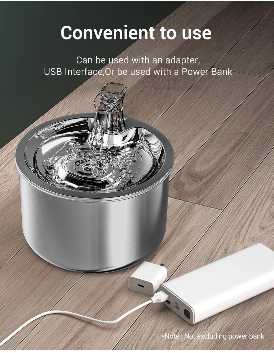 ROJECO 2L Stainless Pet Water Fountain