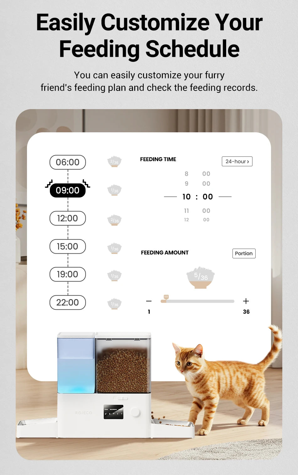 ROJECO WiFi Smart Feeder & Fountain