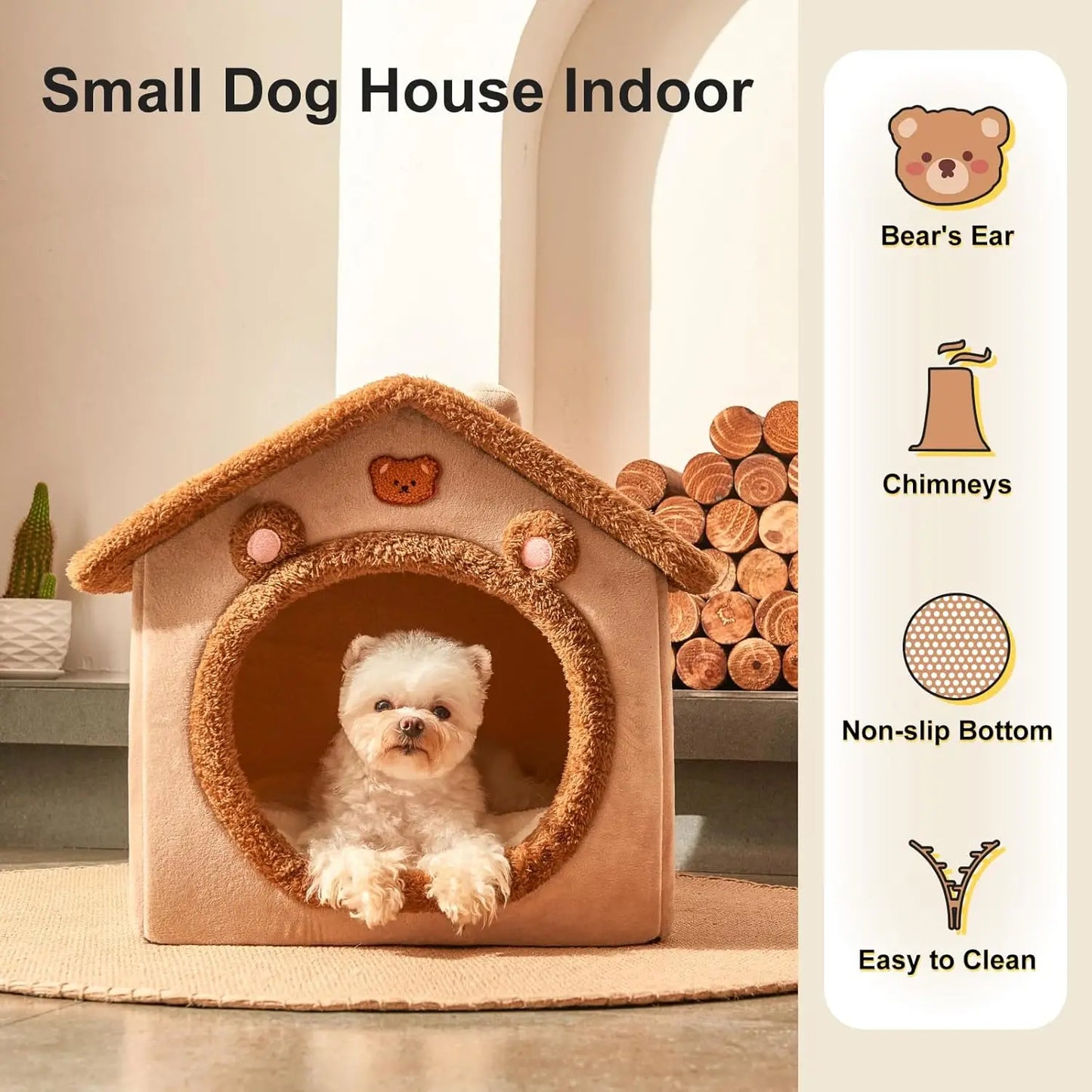 Enclosed Pet Cave House Faux Fur Washable