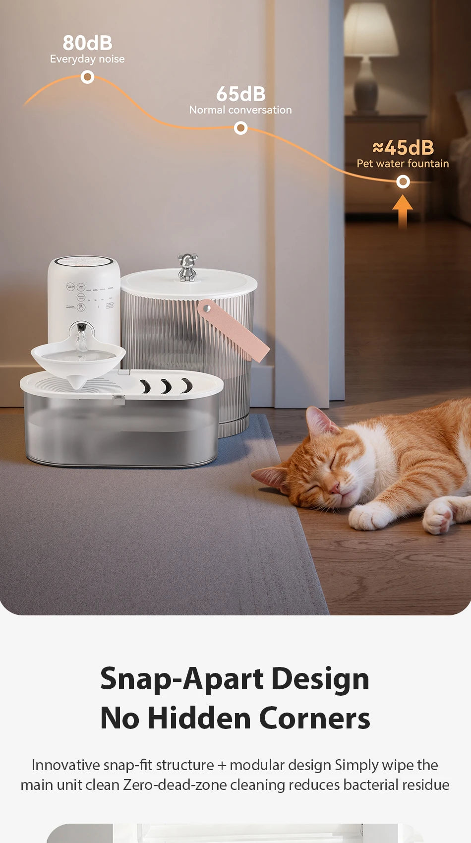 ROJECO Wireless Pet Water Fountain 3L