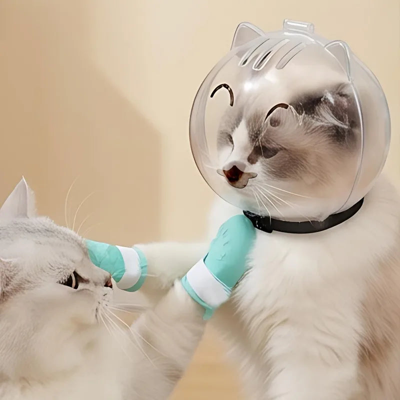 Cat Grooming Helmet & Paw Covers