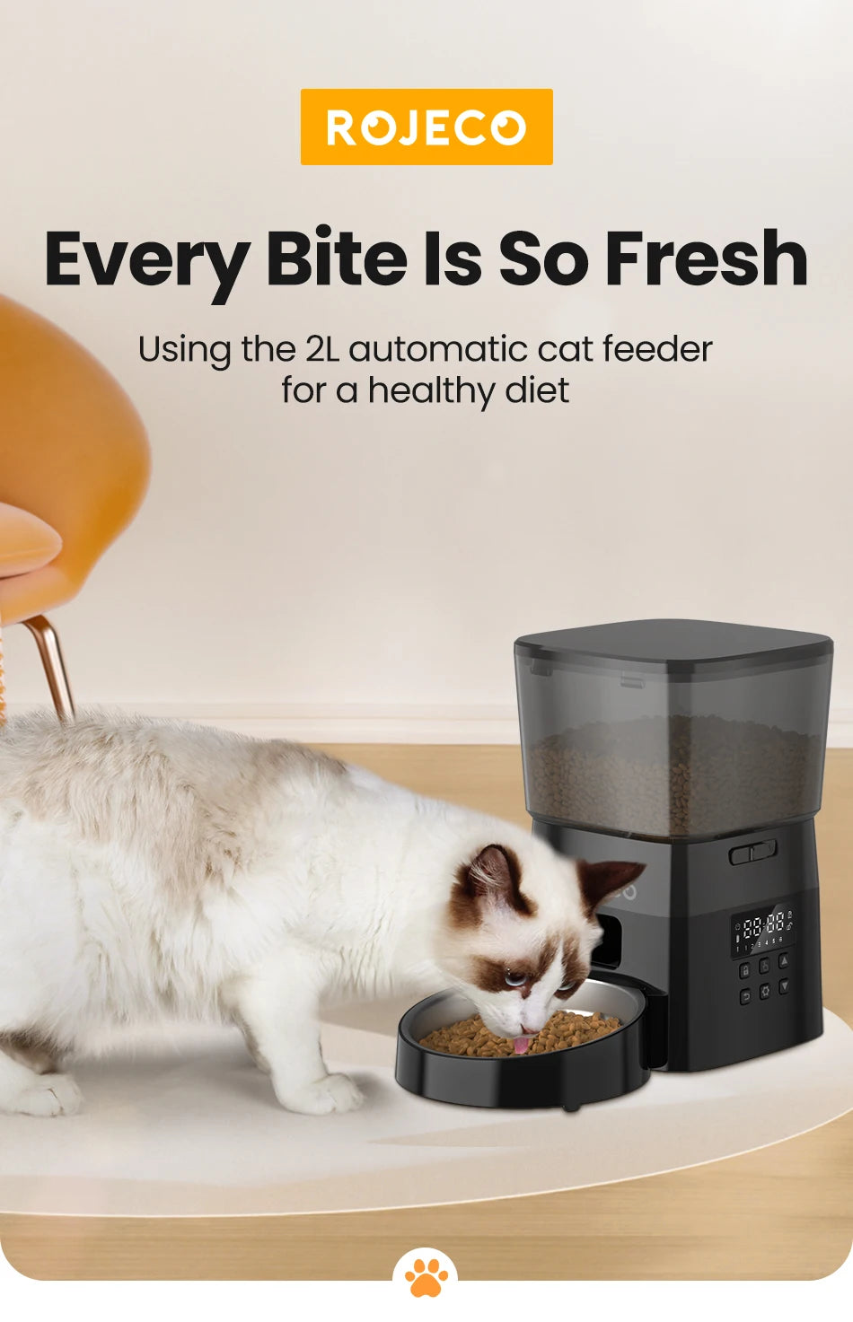 ROJECO Automatic Pet Feeder 2L