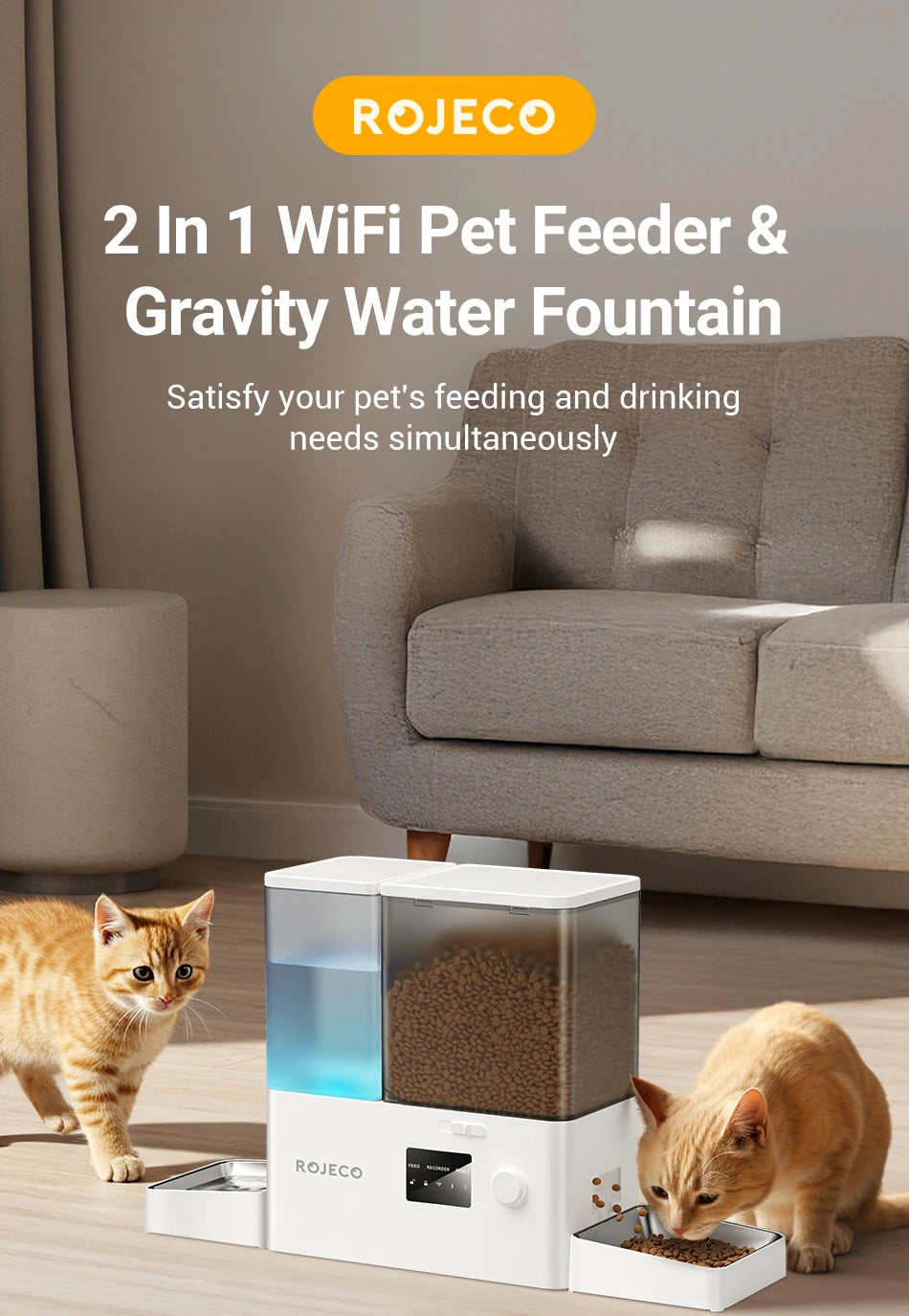 ROJECO WiFi Smart Feeder & Fountain