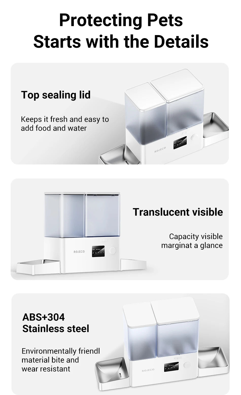 ROJECO WiFi Smart Feeder & Fountain