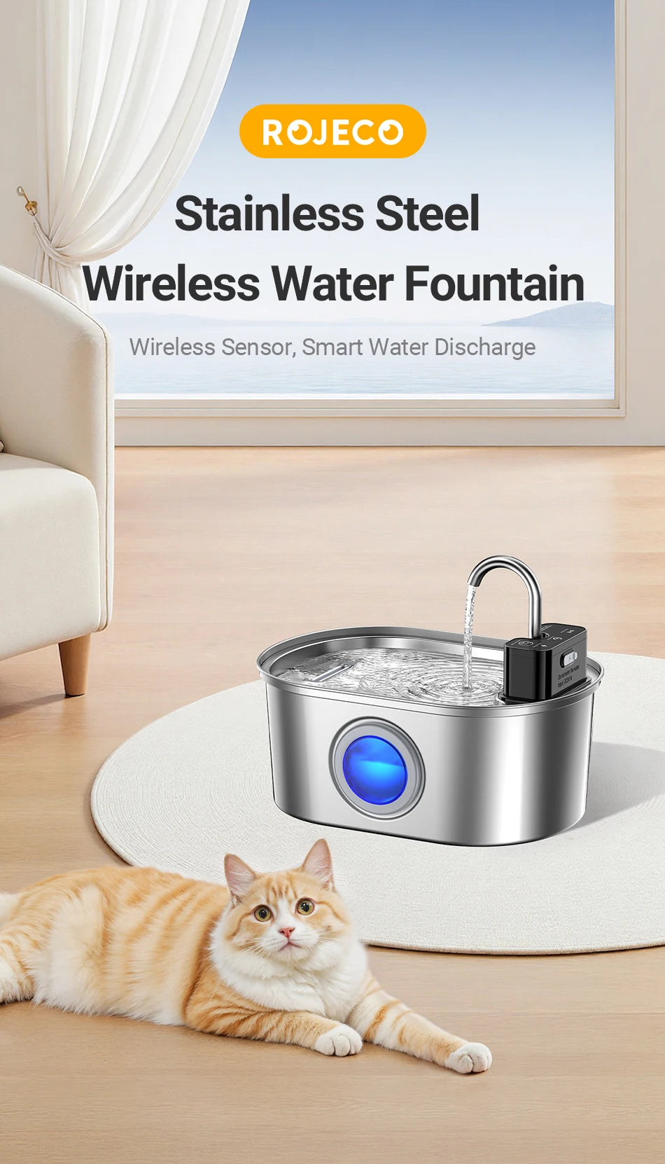 ROJECO Smart Pet Water Fountain 3.2L