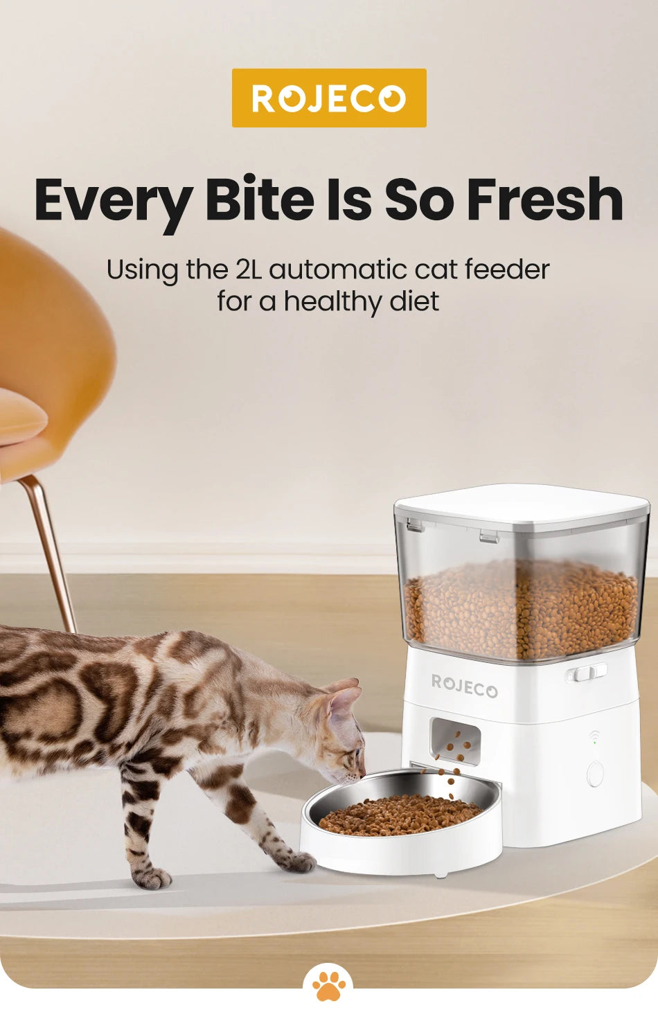 ROJECO Smart Automatic Pet Food Dispenser