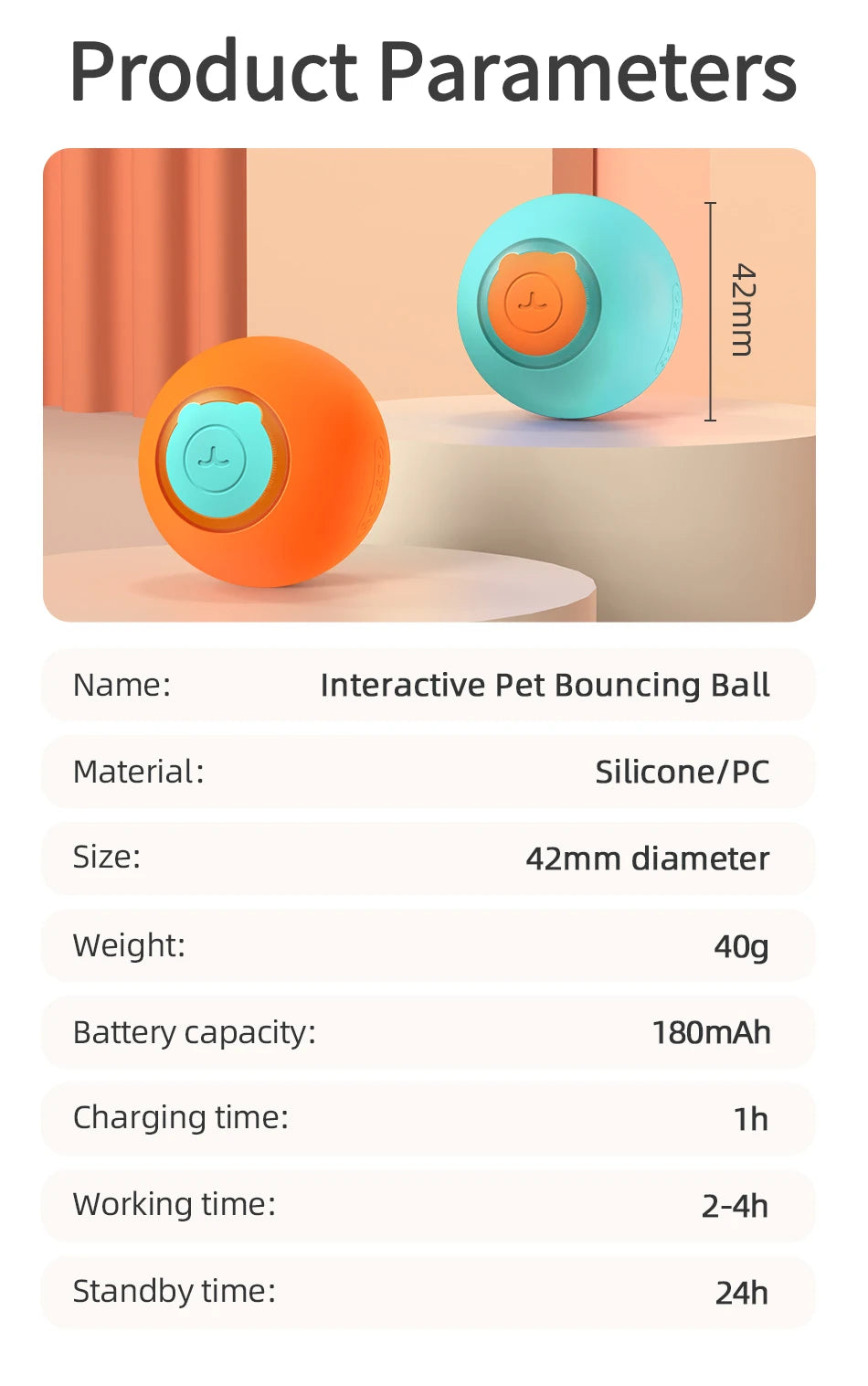 ROJECO 360 Auto-Rolling Pet Ball Toy