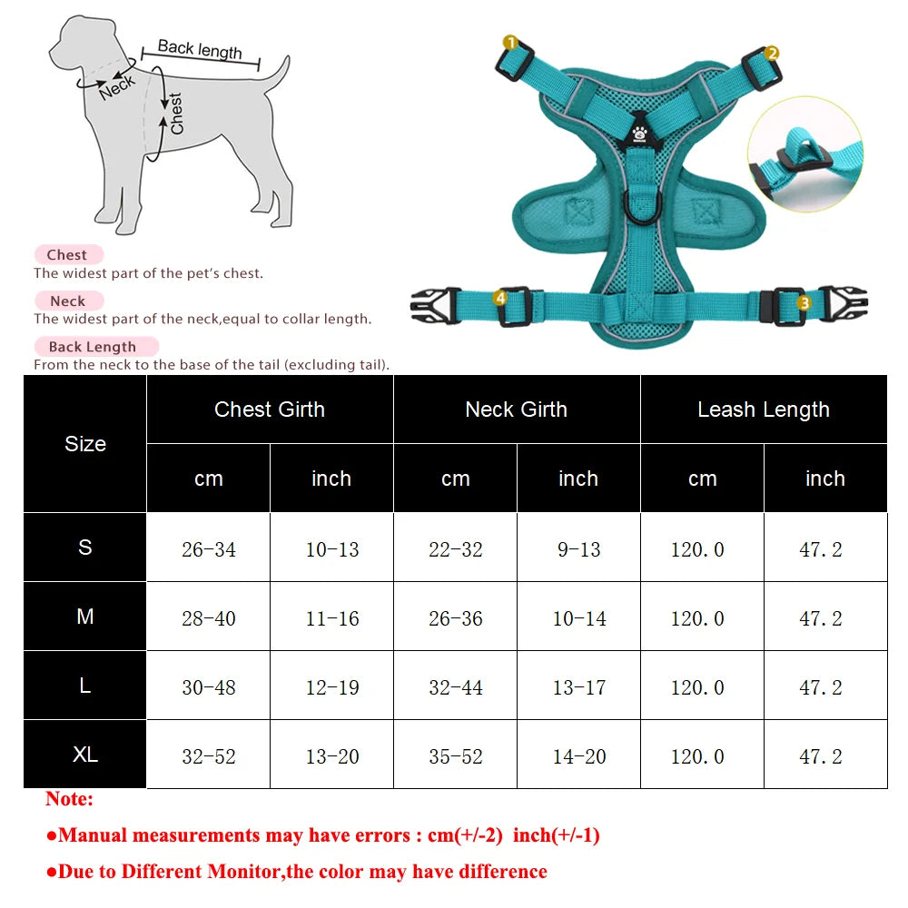 Pet Puppy Harness Leash Set For Small Medium Dogs Cat Vest Outdoor Reflective Breathable Dog Chest Strap Chihuahua Accessories