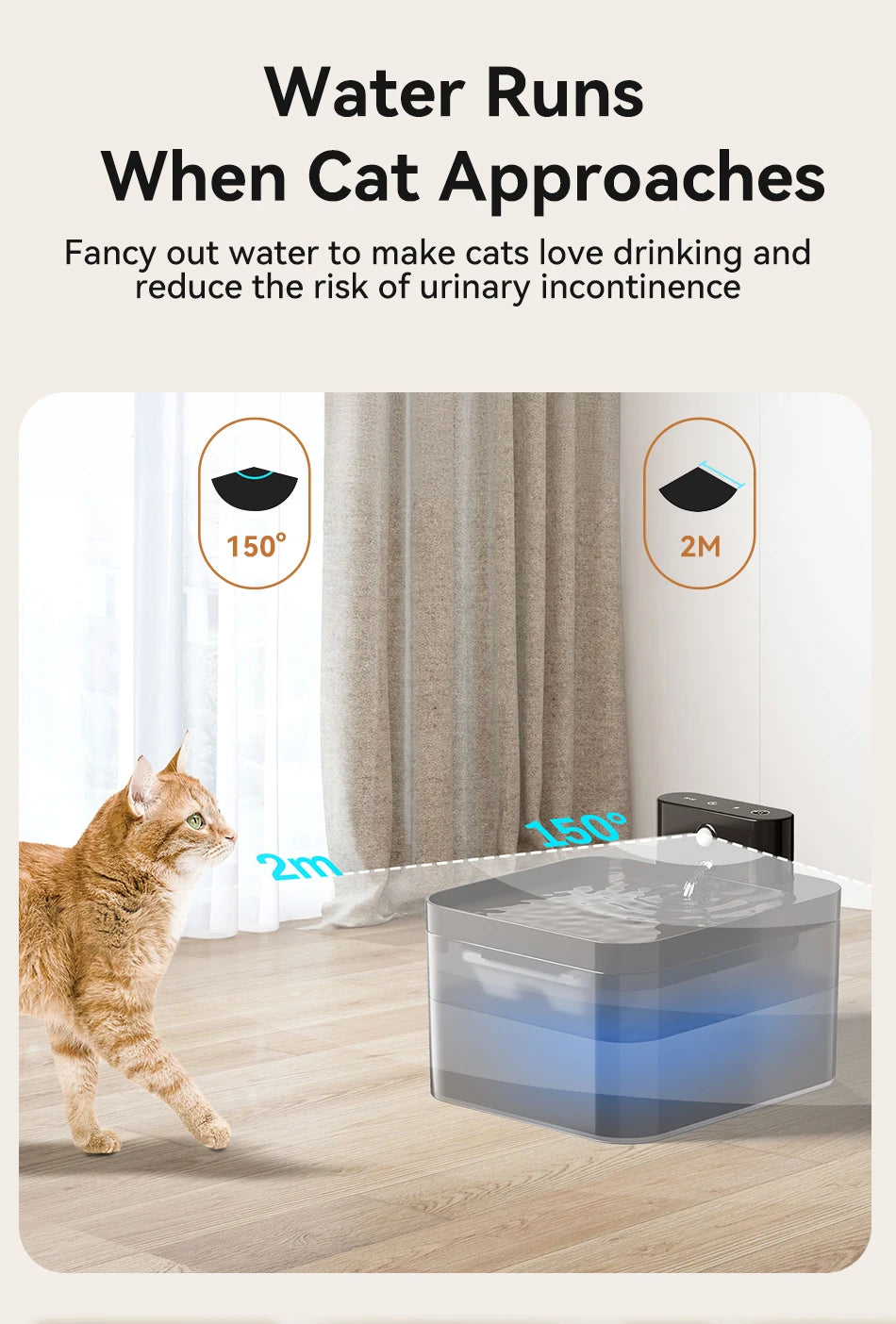 ROJECO Wireless Pet Fountain 2.2L