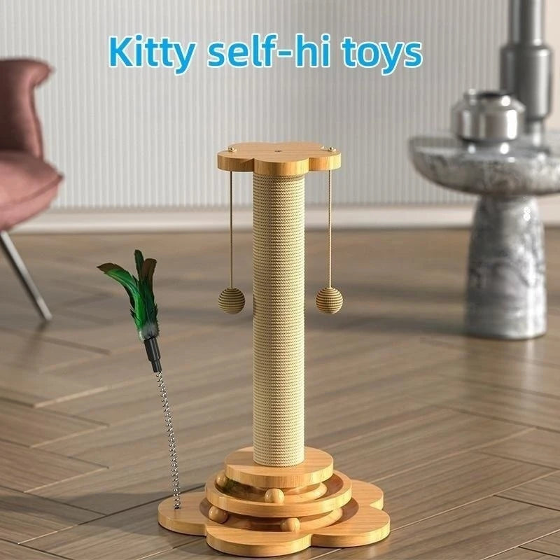 Sisal Cat Scratching Post with Toy Turntable