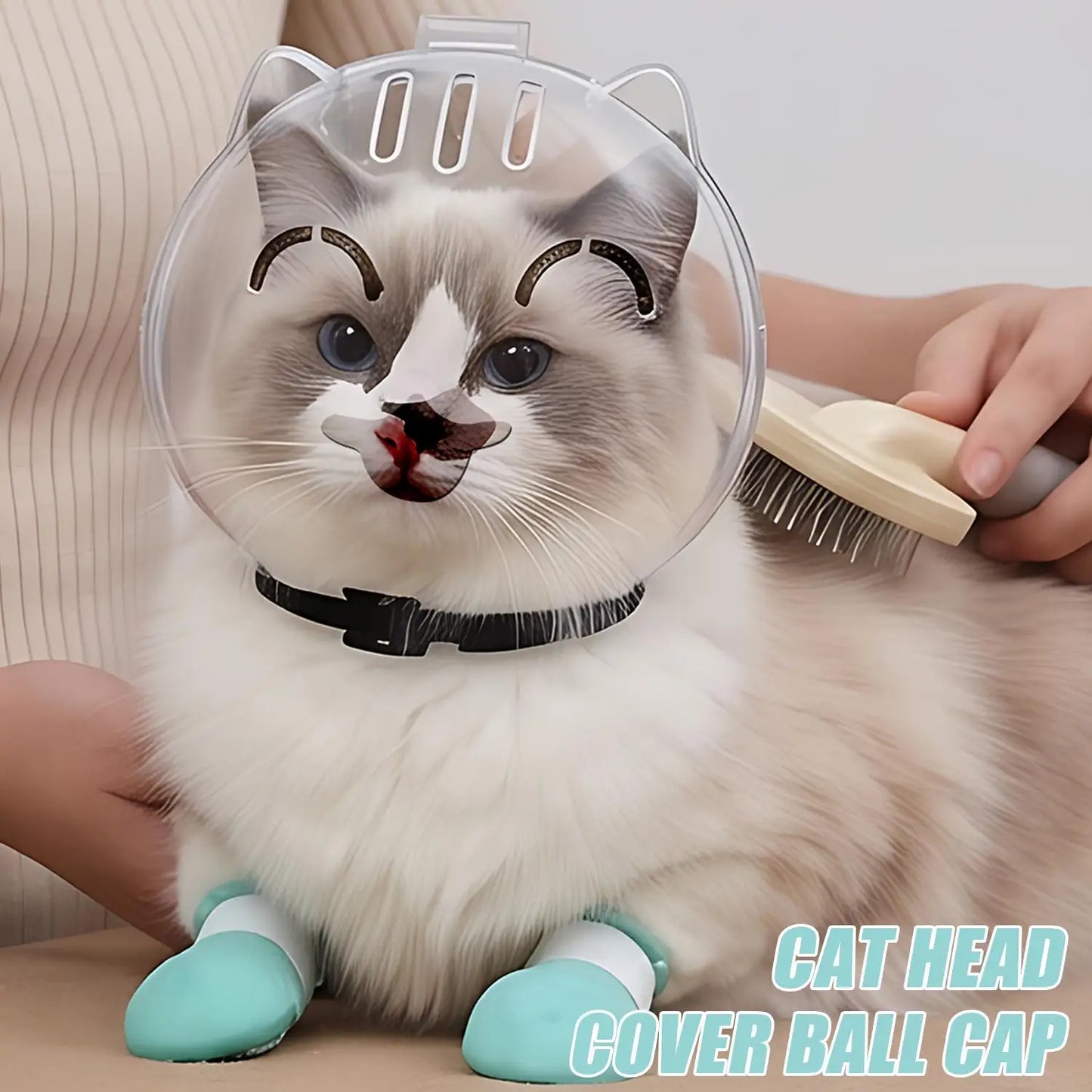 Cat Grooming Helmet & Paw Covers