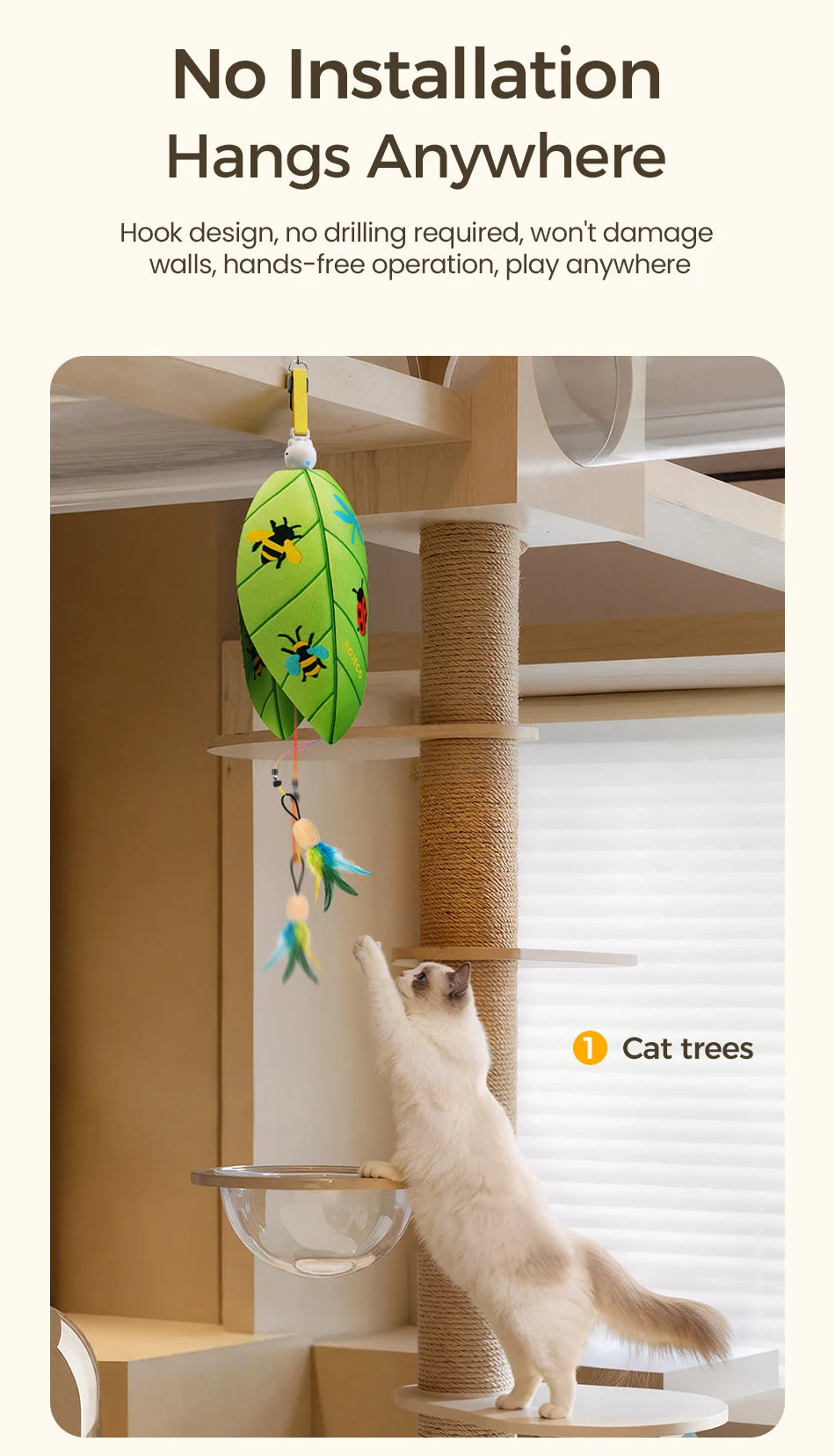 ROJECOnAutomatic Cat Feather & Laser Toy