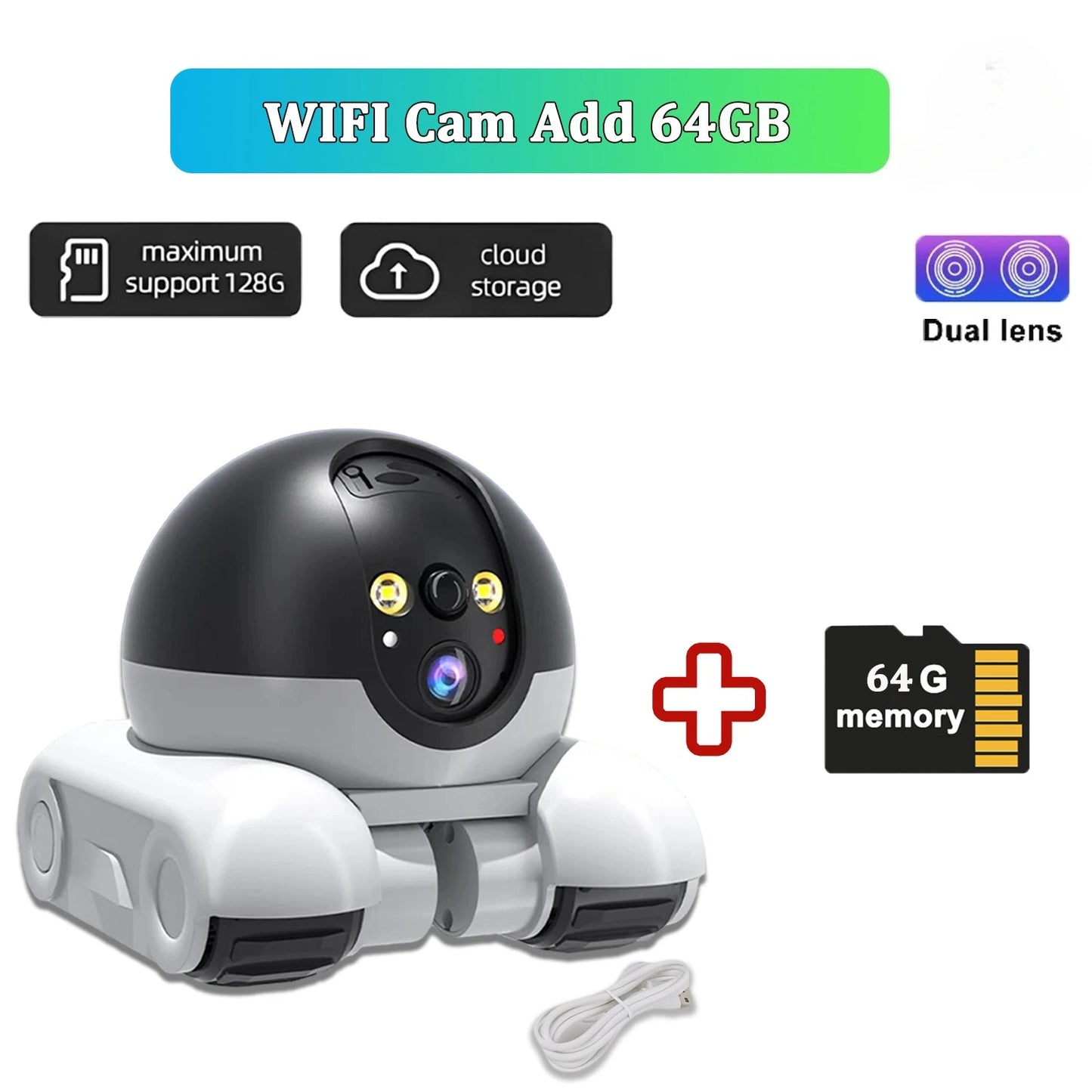 WiFi Dual Lens Robot Pet Camera 1080P