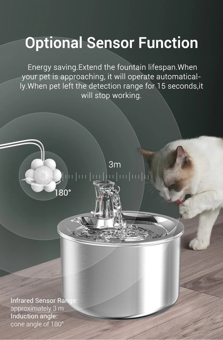 ROJECO 2L Stainless Pet Water Fountain