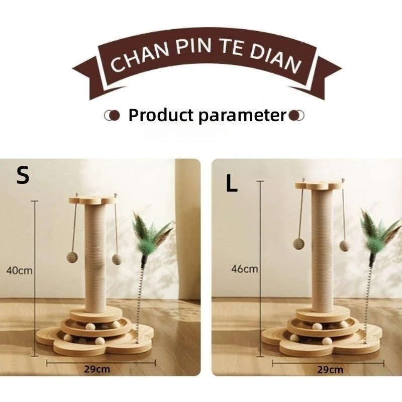 Sisal Cat Scratching Post with Toy Turntable
