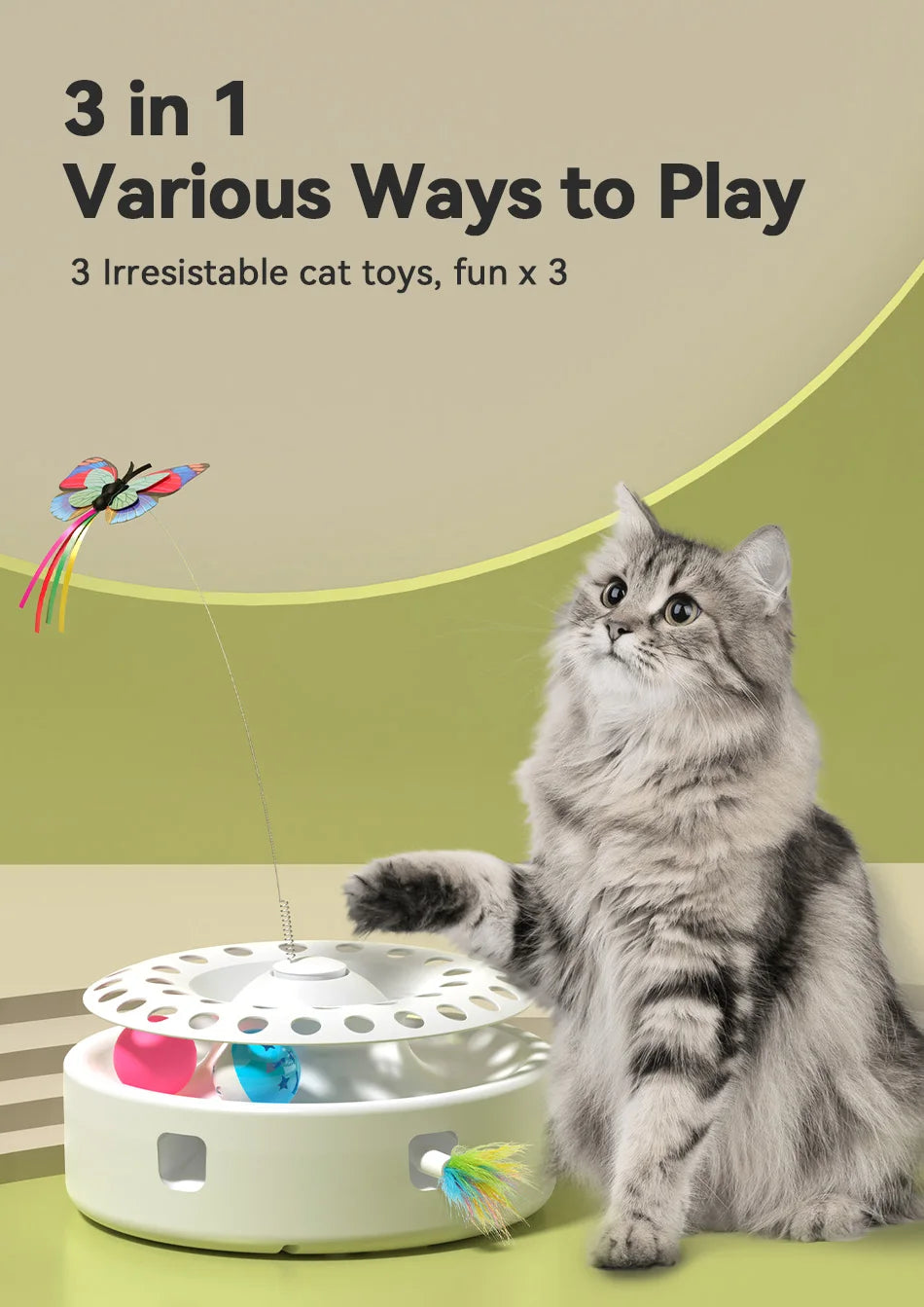 ROJECO 3-in-1 Interactive Cat Toy Set