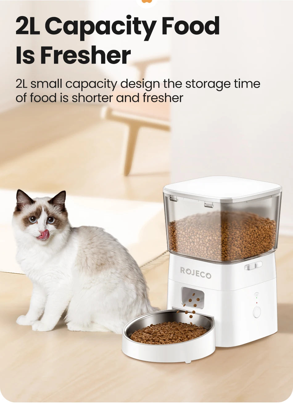 ROJECO Smart Automatic Pet Food Dispenser