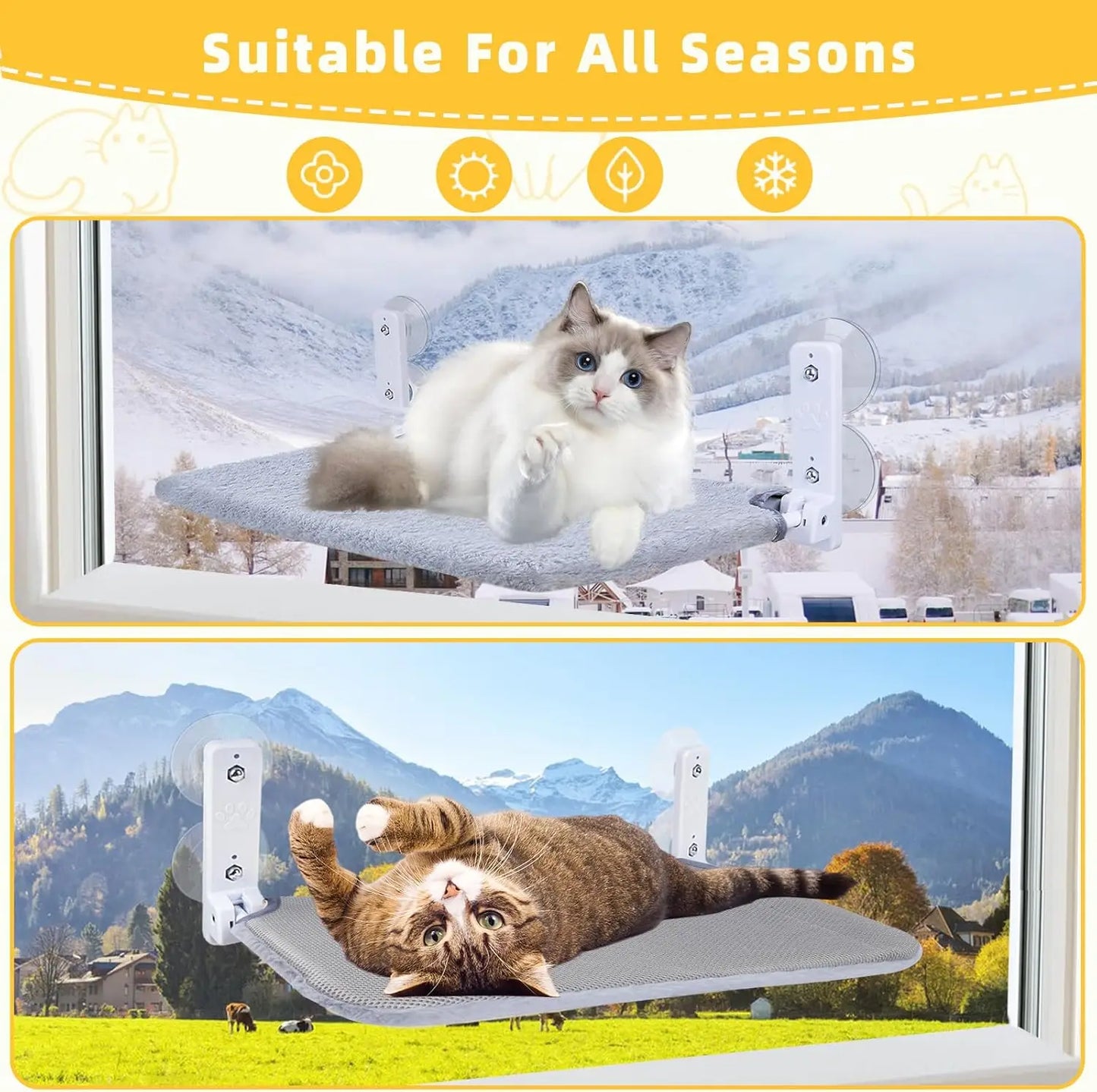 Foldable Cat Window Hammock Suction Cup 2-in-1