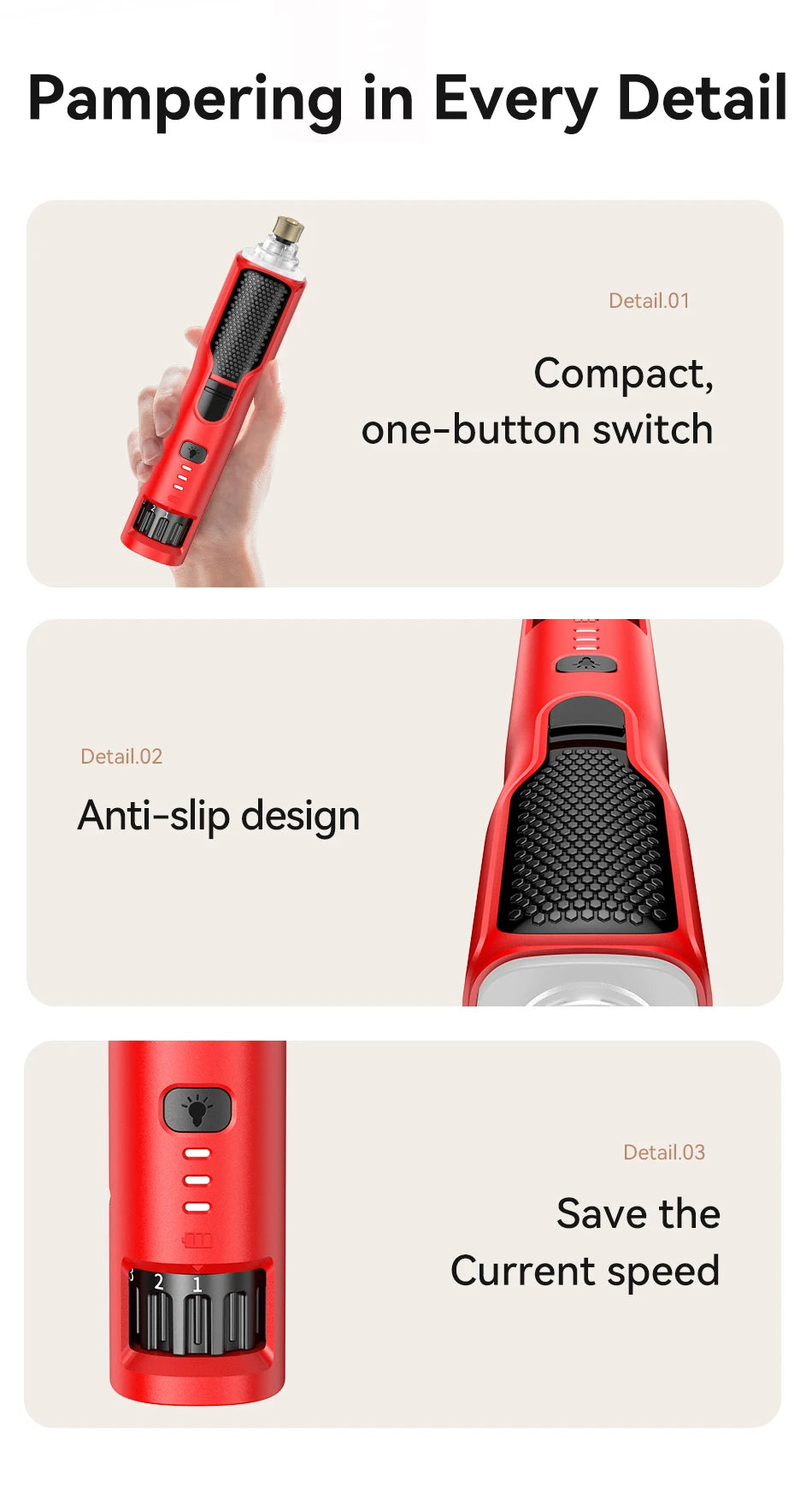 ROJECO 7-Speed Electric Nail Grinder