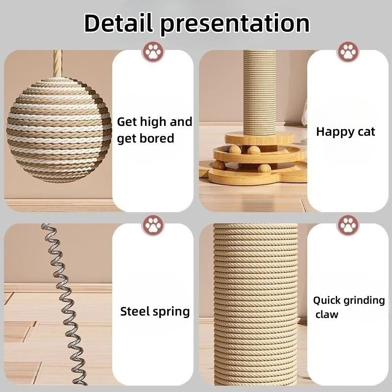 Sisal Cat Scratching Post with Toy Turntable