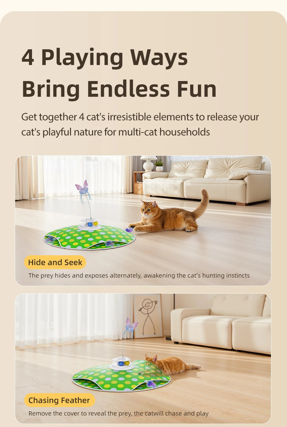 ROJECO 3-in-1 Interactive Cat Toy