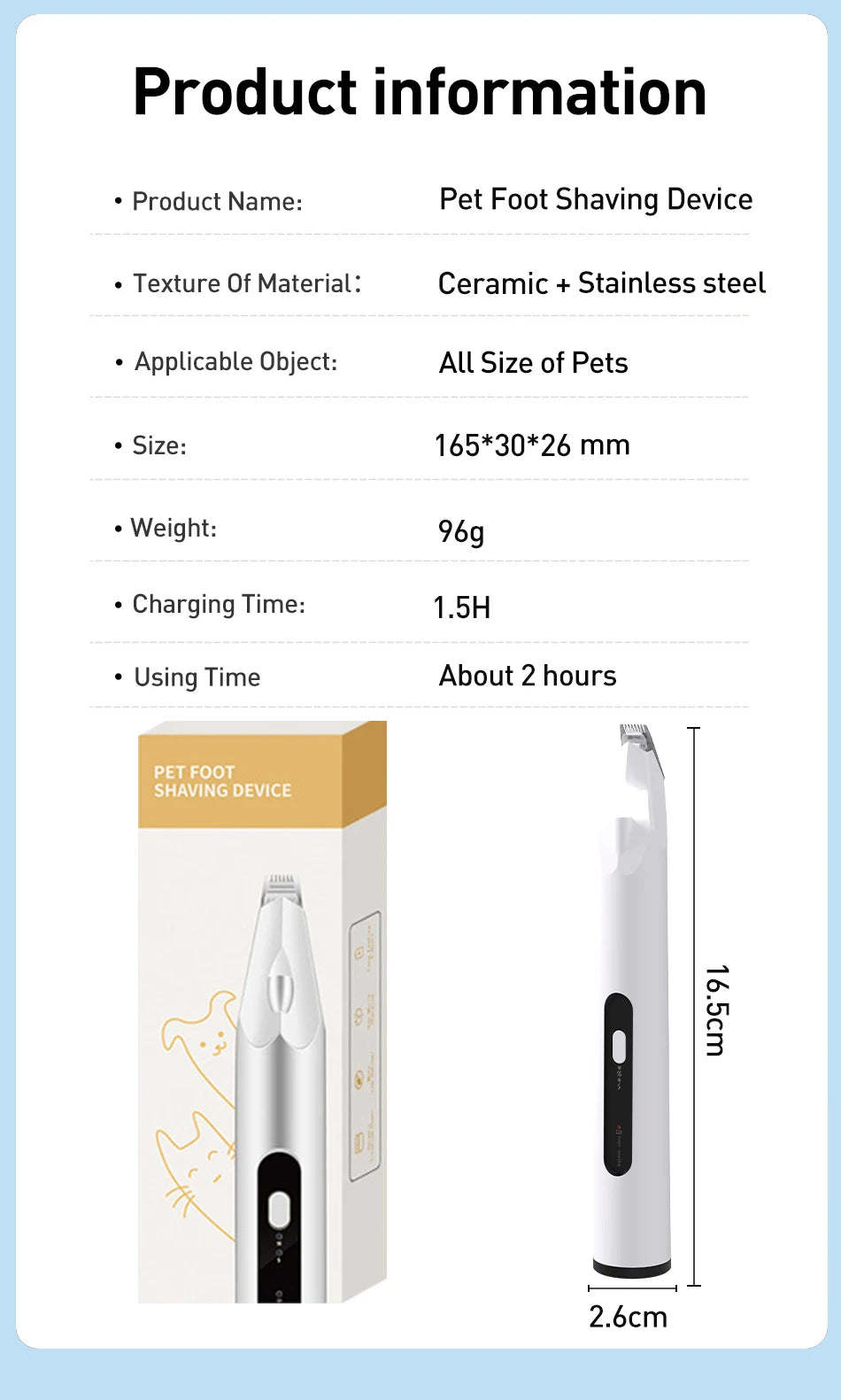 ROJECO 3-in-1 Pet Hair Trimmer LED