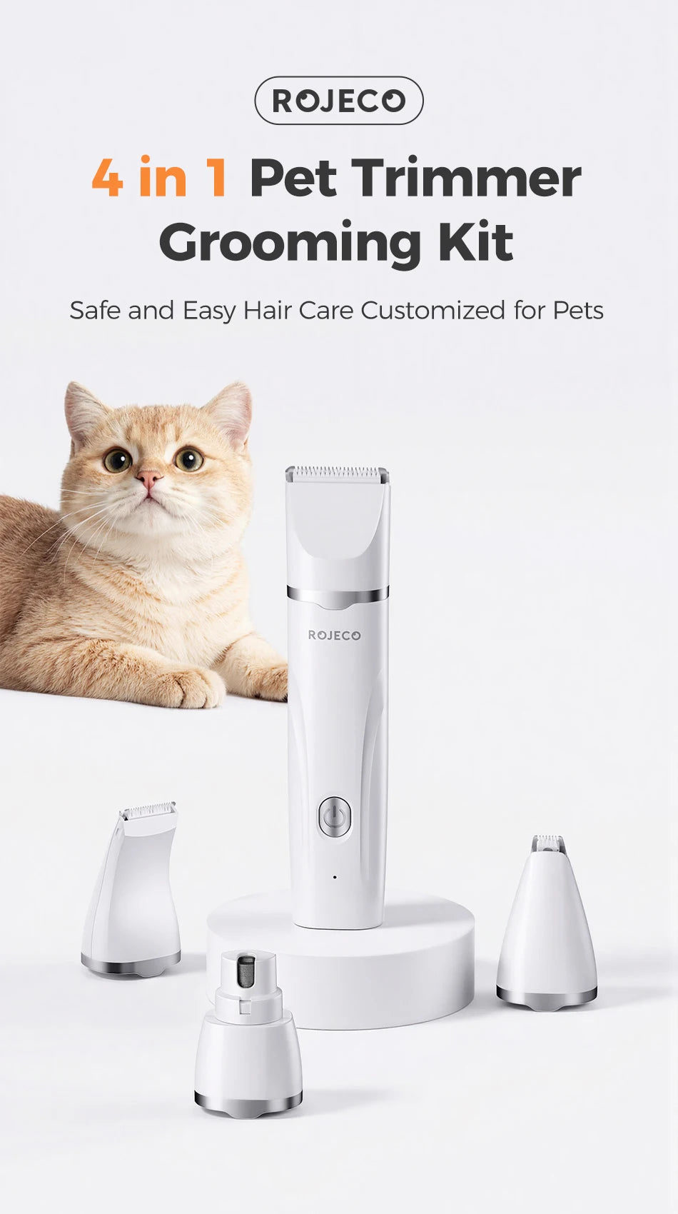 ROJECO 4-in-1 Pet Grooming Trimmer Kit