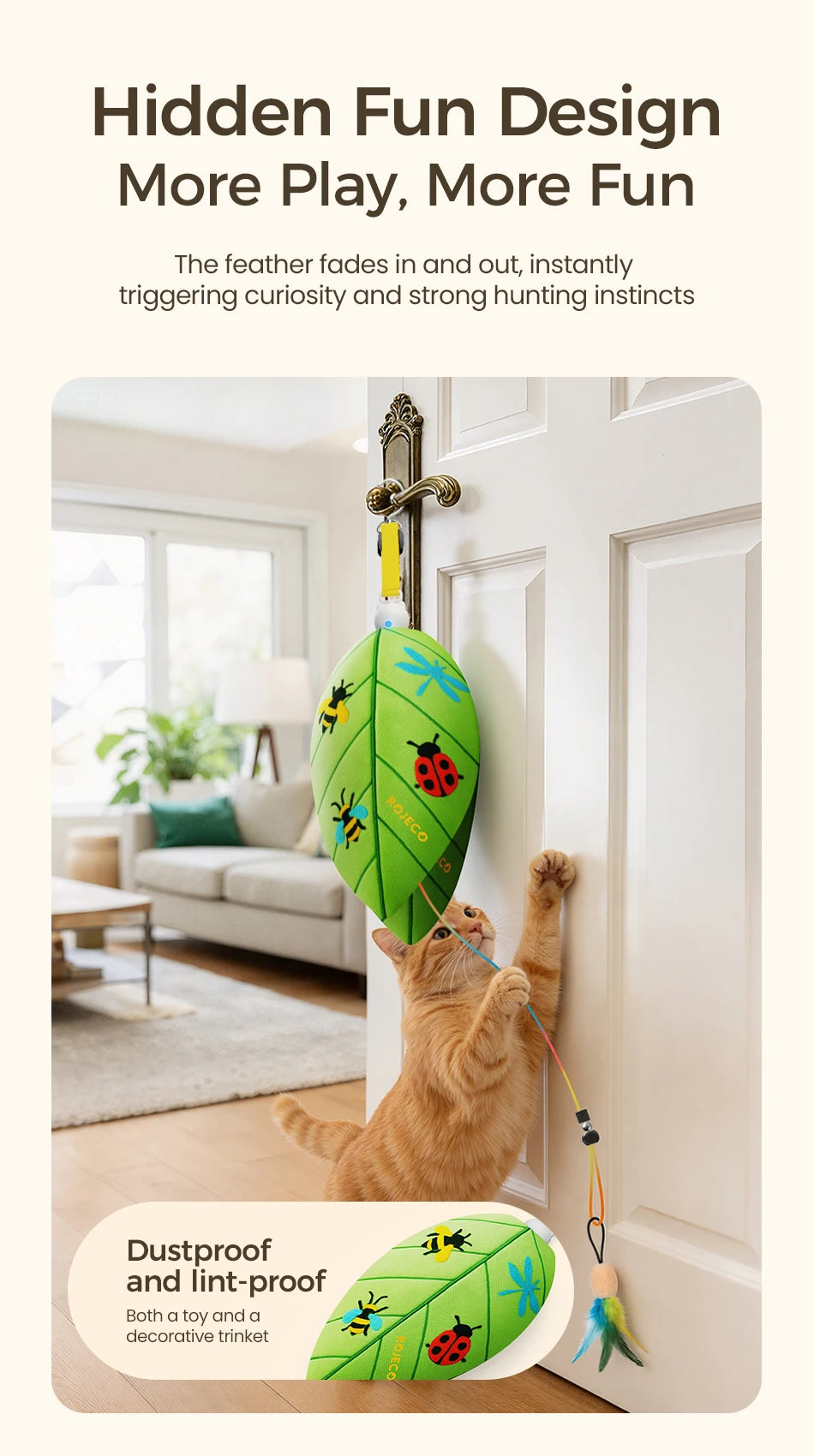 ROJECOnAutomatic Cat Feather & Laser Toy