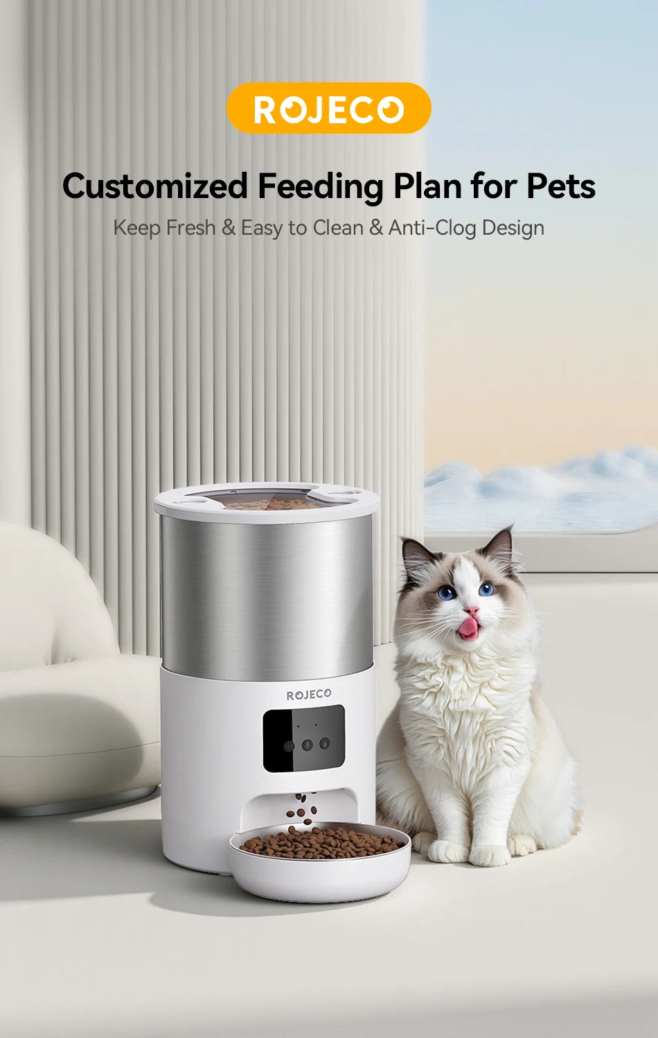 ROJECO 4.5L Smart Pet Feeder WiFi