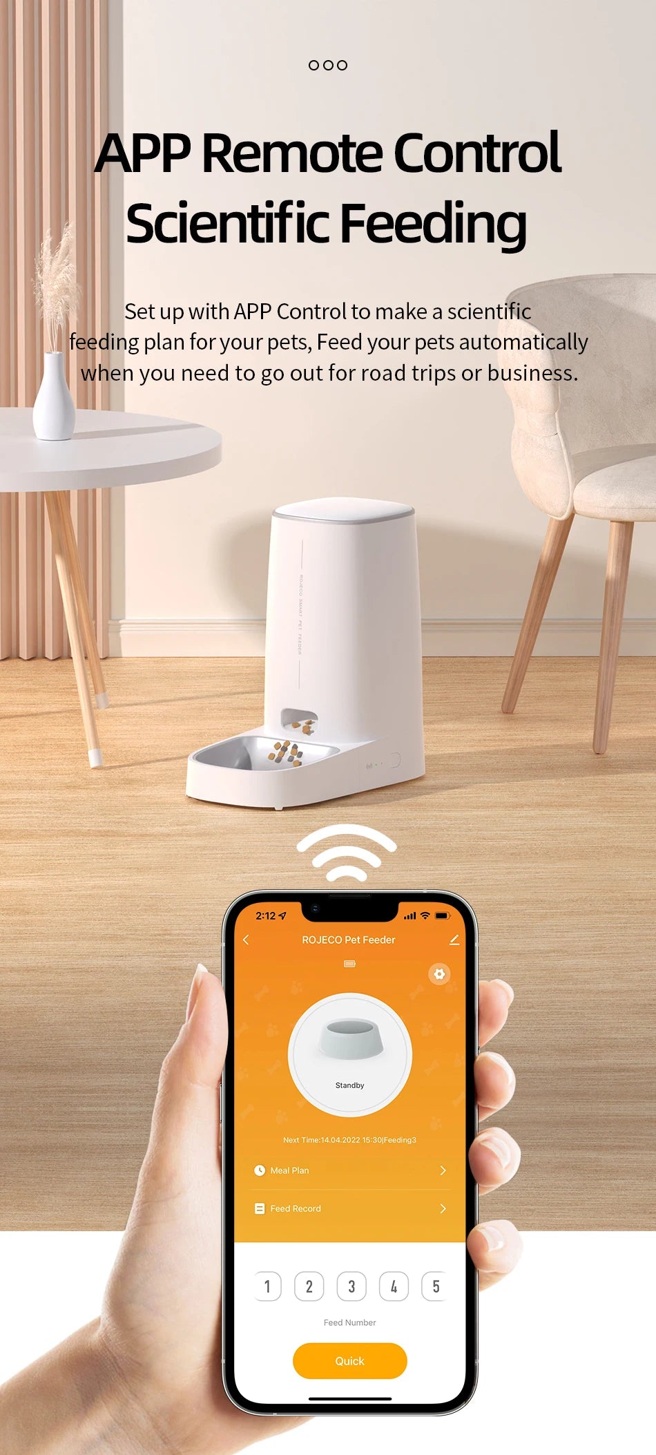 ROJECO Smart Auto Pet Feeder 4L