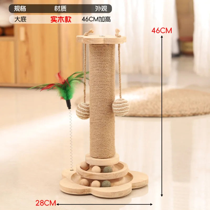 Sisal Cat Scratching Post with Toy Turntable
