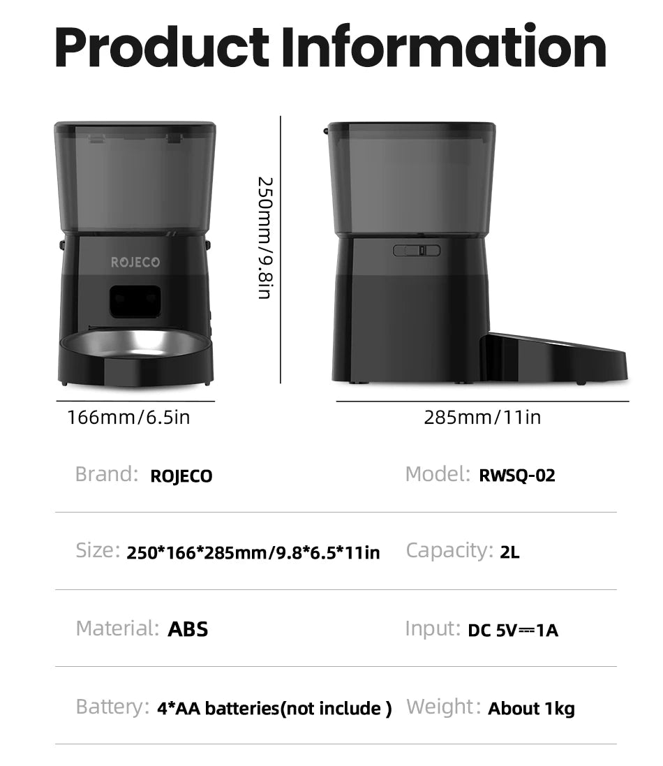ROJECO Automatic Pet Feeder 2L