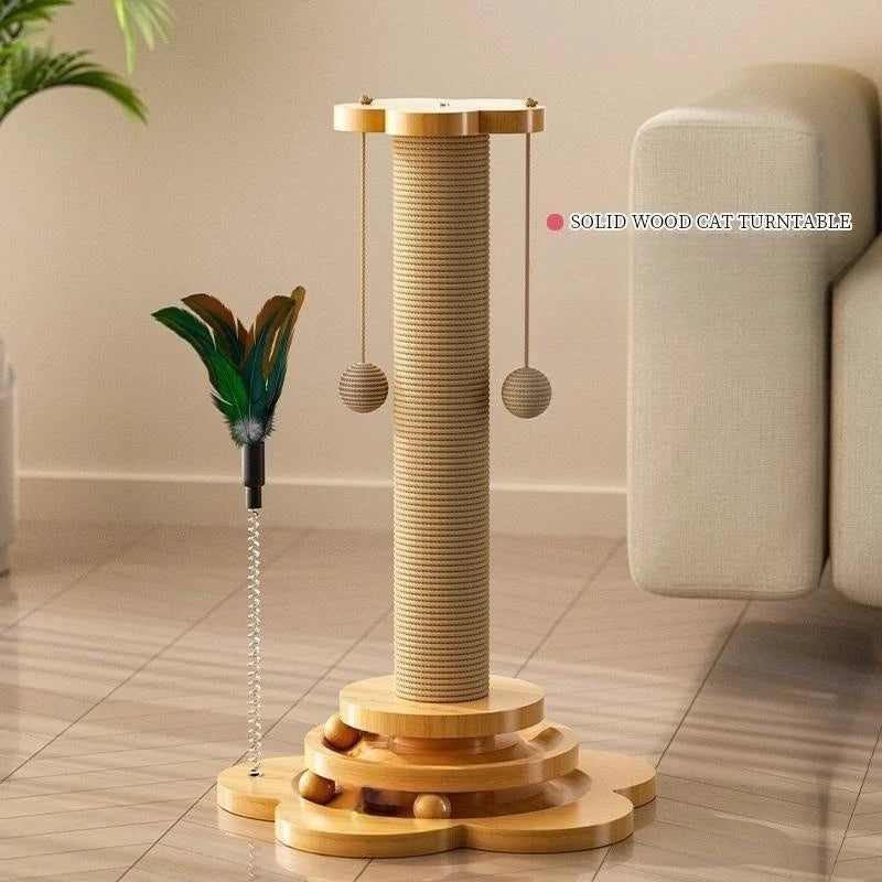 Sisal Cat Scratching Post with Toy Turntable