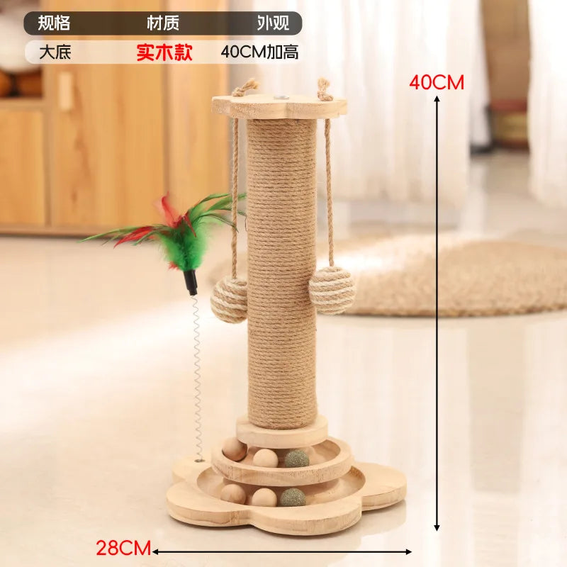 Sisal Cat Scratching Post with Toy Turntable