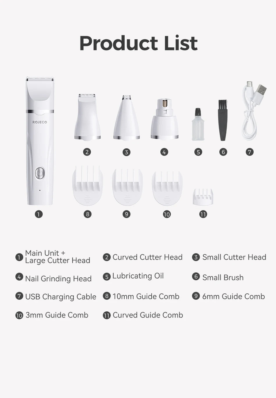ROJECO 4-in-1 Pet Grooming Trimmer Kit