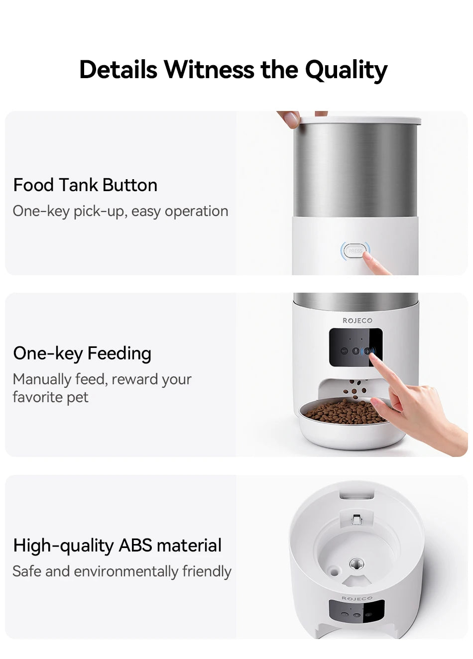 ROJECO 4.5L Smart Pet Feeder WiFi