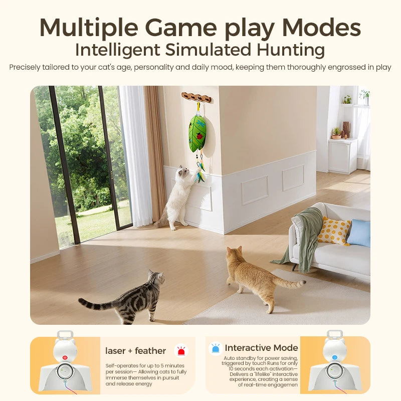 ROJECOnAutomatic Cat Feather & Laser Toy