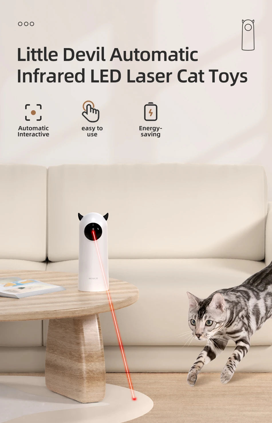 ROJECO Smart LED Laser Cat Toy
