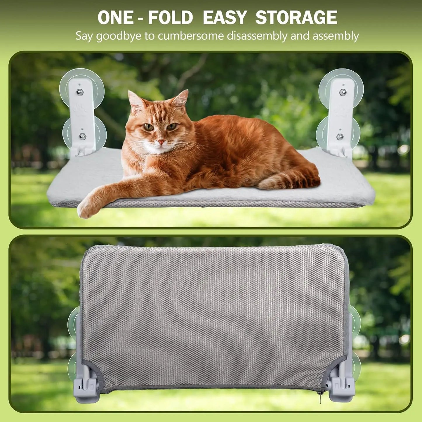 Foldable Cat Window Hammock Suction Cup 2-in-1