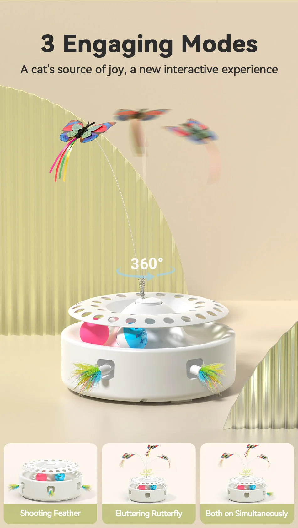 ROJECO 3-in-1 Interactive Cat Toy Set