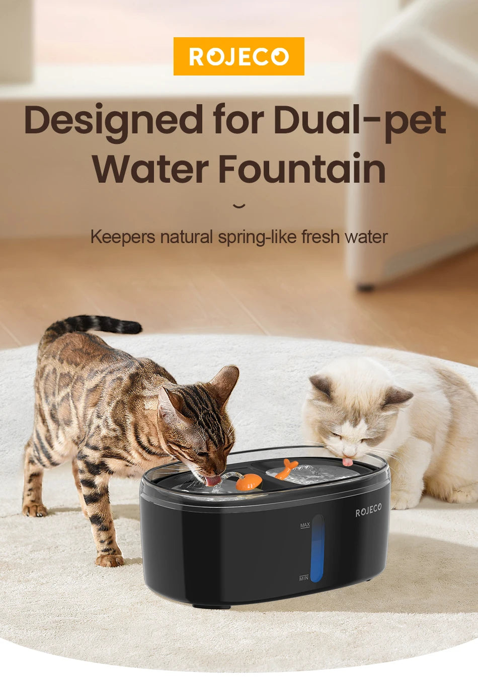 ROJECO Automatic Pet Water Fountain 2.5L