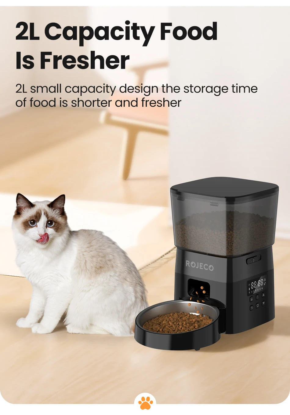 ROJECO Automatic Pet Feeder 2L